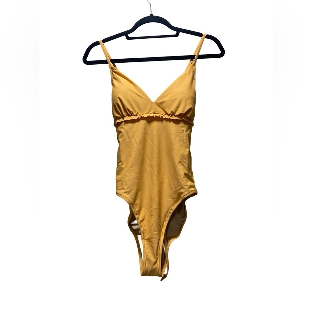 NWT Old Navy V-Neck Ruffle-Trim Cutout One-Piece Swimsuit Orange Size Medium
